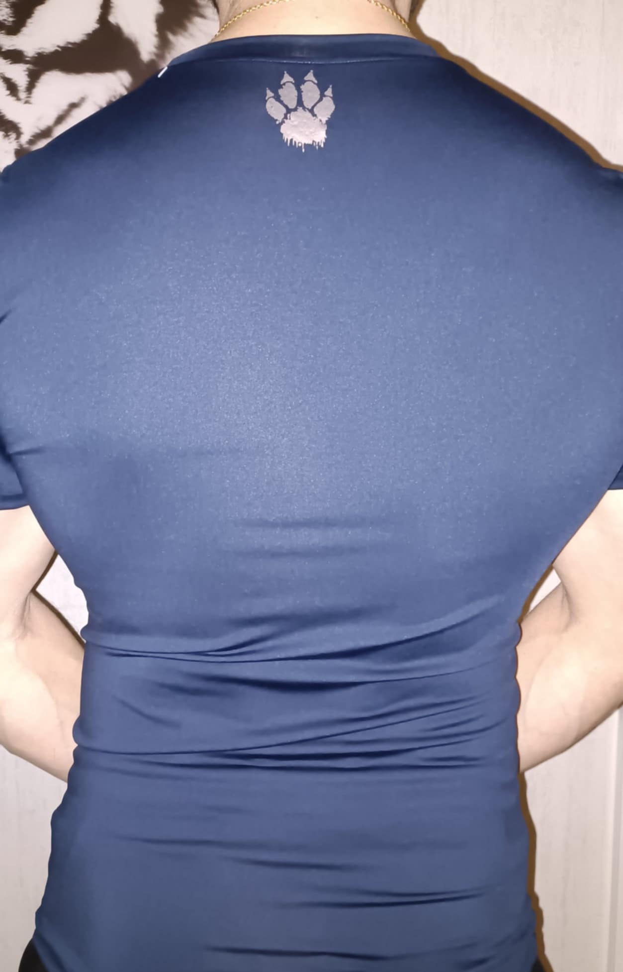 T-shirt compressé homme bleu navy motif argent