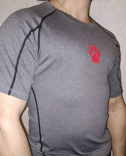 T-shirt compressé homme gris motif rouge