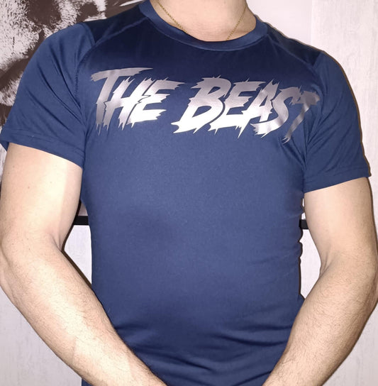 T-shirt compressé homme bleu navy motif argent