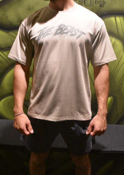 T-shirt oversize beige motif kaki