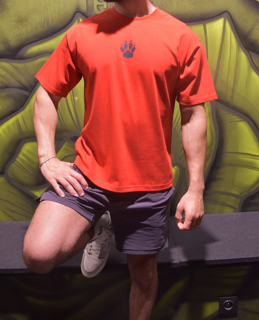 T-shirt oversize rouge motif noir