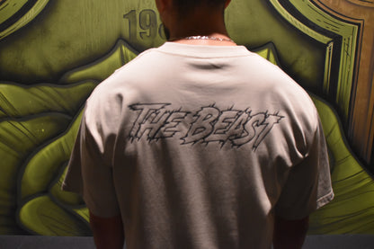 T-shirt oversize beige motif noir