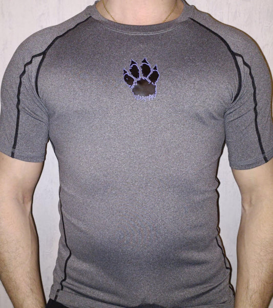 T-shirt compressé homme gris motif noir